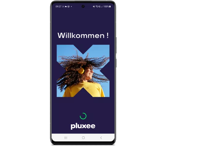 Smartphone Abbildung mit der Pluxee auf dem Bildschirm.